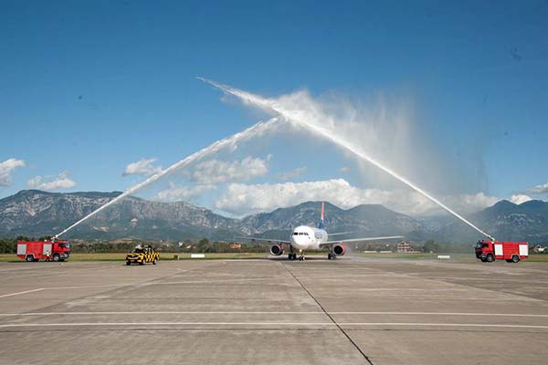Water cannon salute in Tirana